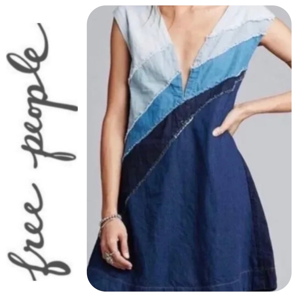 Free People Pastel Chambray Dress, M - EUC